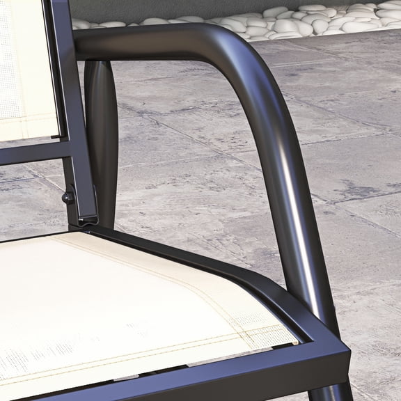 Patio Furniture Outsunny Porch Glider, Metal Frame Swing Glider Chair with Breathable Mesh Fabric, Curved Armrests and Steel Frame for Garden, Poolside, Backyard, Balcony, Cream White,Patio Chairs