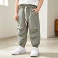 thumbnail image 5 of ZXLBBD Boys' Drawstring Waist Joggers Lightweight Summer Pants for Toddlers Big Kids Breathable Solid Color Sports Trousers Fashion Casual Outdoor,Green,Size 8 Y-10 Y, 5 of 6