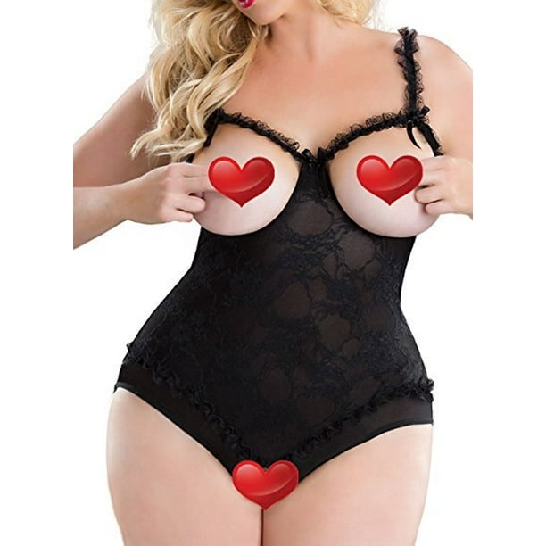 kærlighed krydstogt Ungdom Women Sexy Lace Teddy Lingerie Plus Size One Piece Bodysuit - Walmart.com
