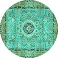 thumbnail image 1 of Ahgly Company Indoor Round Persian Turquoise Blue Traditional Area Rugs, 3' Round, 1 of 4