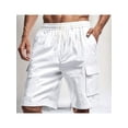 thumbnail image 2 of Cargo Shorts for Men Trendy Drawstring Elastic Waist Casual Shorts with Multi Pockets Workout Sport Outdoor White XXXL, 2 of 7