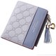 thumbnail image 1 of Carteras delgadas para mujer de cuero fino con cremallera, cartera para teléfono, tarjetero, organizador con borla (gris), 1 of 5