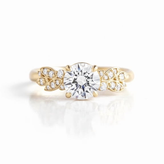 Jewelerix Brilliant Round Cut Anniversary Ring Elegant Moissanite Diamond Wedding Ring Romantic 14K Yellow Gold Vermeil Engagement Perfect Ring