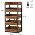 thumbnail image 6 of Tribesigns Wood Fruit and Vegetable Storage Rack, 5-Tier Pull-Out Snack Stand Fruit Basket Stand, Utility Shelf Organizer for Kitchen, Living Room, Bedroom, Rustic Brown, 6 of 7