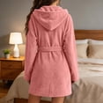 thumbnail image 7 of Zormilly Robes for Women Plush Fleece Long Hooded Nightgowns with Pockets Warm Fashion Casual Fluffy Soft Bathrobes,S-2XL, 7 of 7