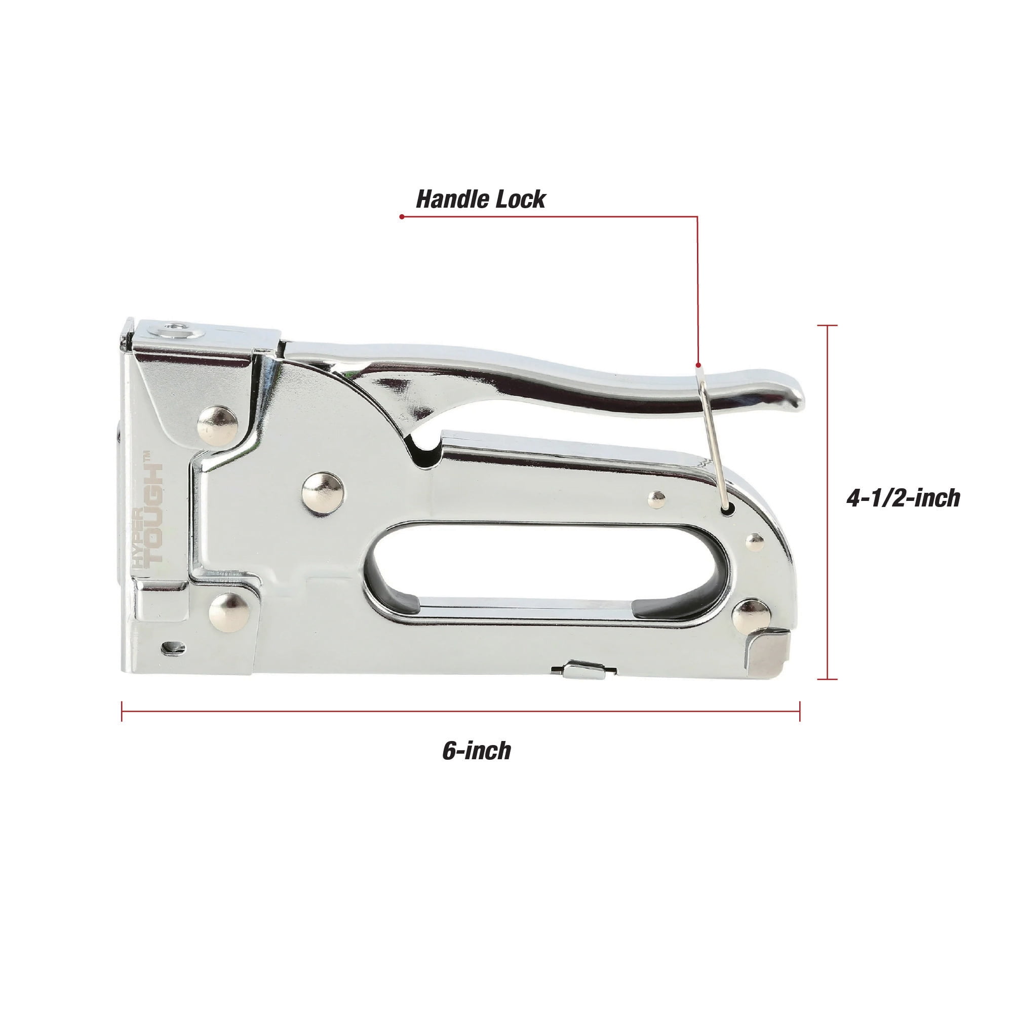 Hyper Tough Light-Duty Stapler, Chrome-Plated Construction, L x 6-inch