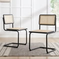 thumbnail image 2 of Zesthouse Rattan Dining Chairs Set of 2, Mid Century Modern Dining Room Chairs with Cane Full Back & Seat, Black Metal Legs, Cantilever Kitchen Side Chairs for Dining Living Room, Black, 2 of 9