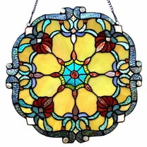 CHLOE Rosalie Victorian Tiffany-glass Window Panel 18" Wide