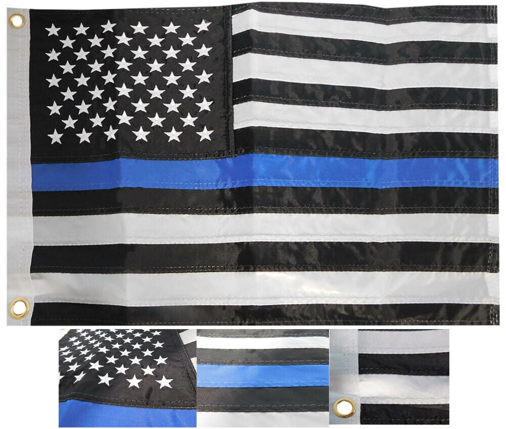 RUF 3x5 USA Police Memorial Thin Blue Line 3'x5' 210D Nylon Embroidered Flag 