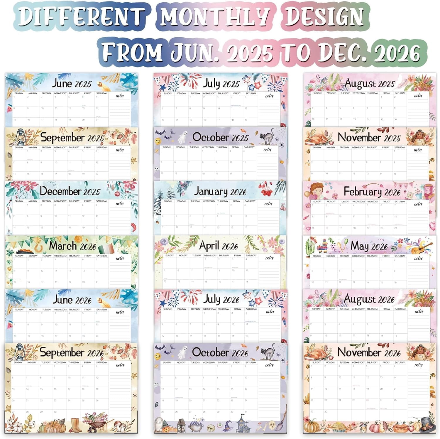 Desk Calendar 2025-2026, School Year Calendar 2025, 19-Month Desk/Wall Calendar, 2025 Jun - 2026 Dec, 17" X 11.5" Monthly Planner With Corner Protectors, Thick Paper For Home Office