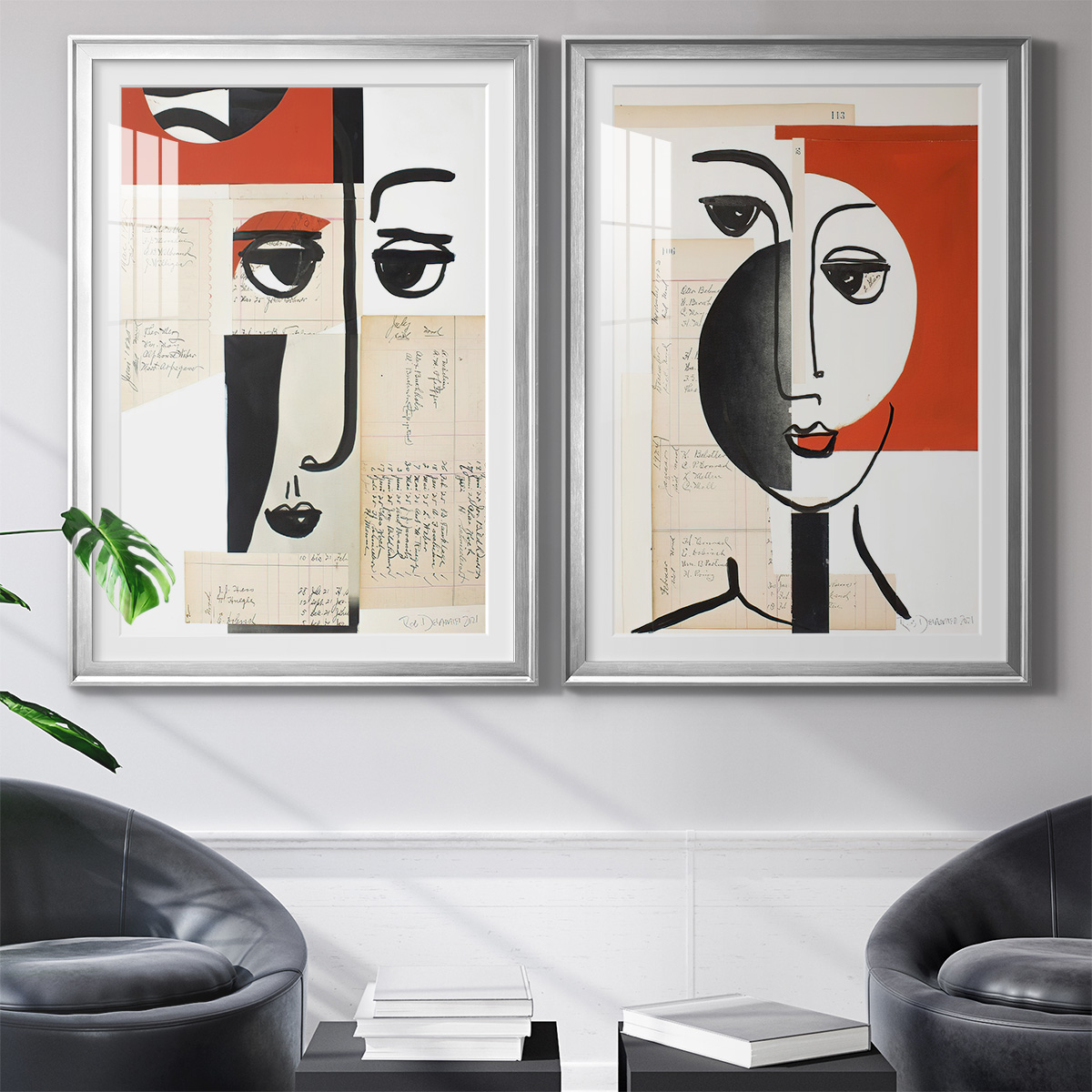 Wexford Home Faces of A Century III Premium Framed Print, 18.5" x 24.5" - Ready to Hang, Silver (Set of 2)