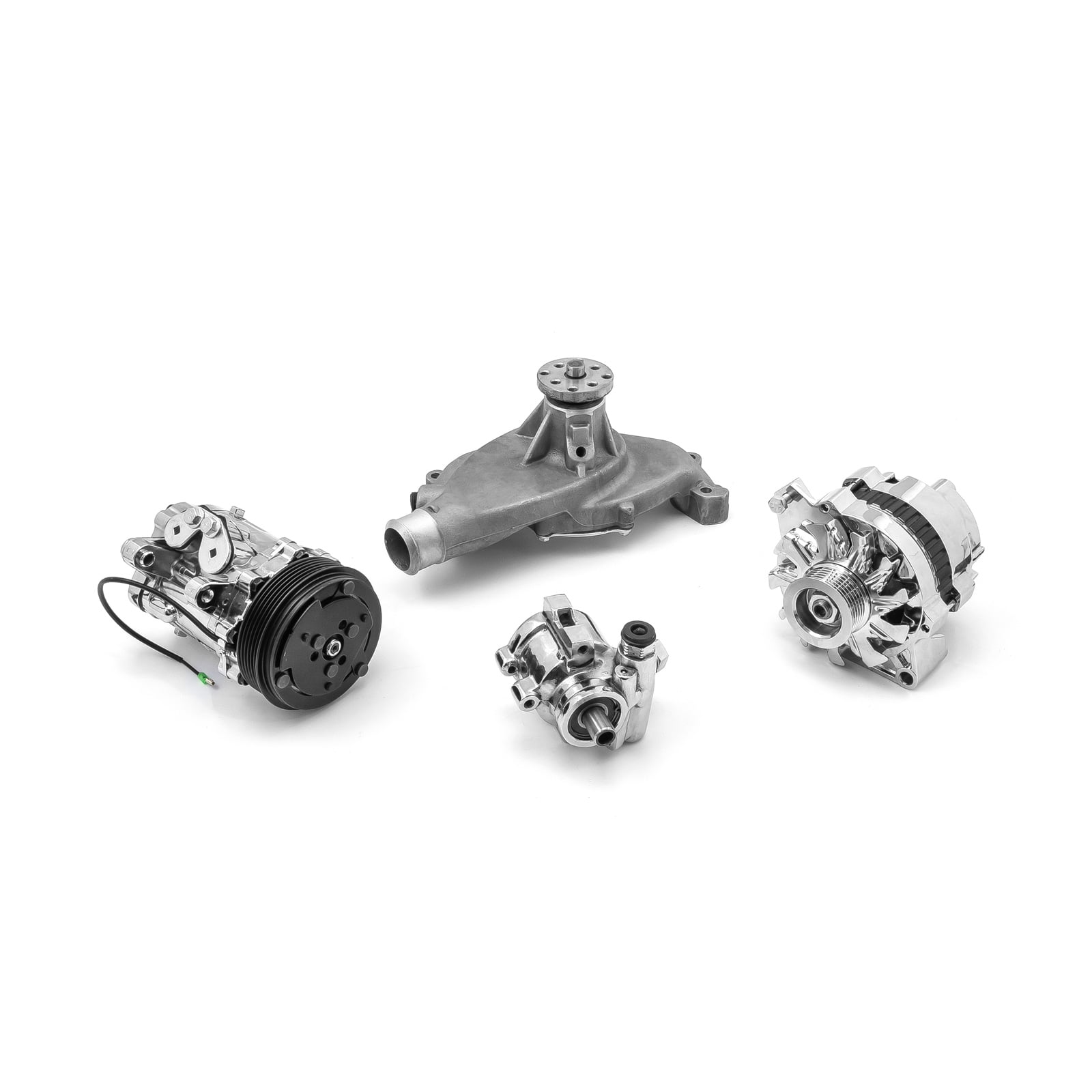 Speedmaster 1-673-002-01 Compatible with Chevy BBC 454 Aluminum Complete Serpentine Belt Drive System Kit [Polished]