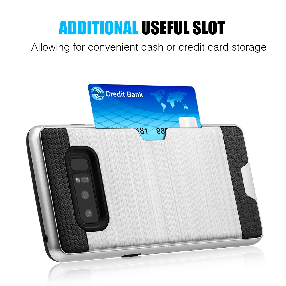 Sumaclife Protective Card Holder Hybrid Protector Case for Samsung Galaxy Note 8 Perfect Fit
