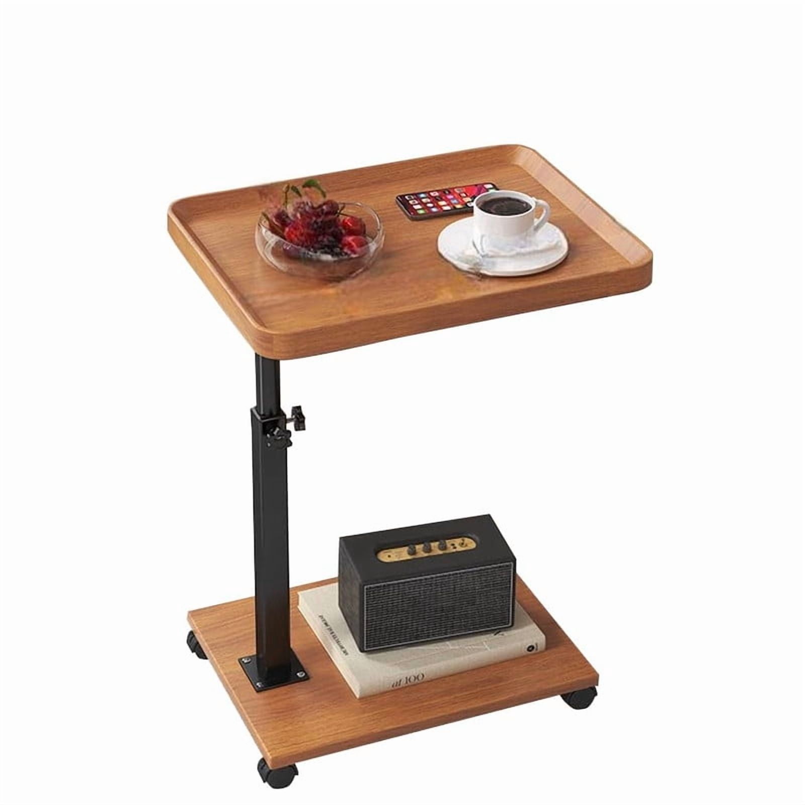 Towallmark C Table End Table Adjustable Height, 360°Swivel TV Tray Table for Small Spaces, Couch Tables That Slide Under, C Shaped Side Tables with Wheels for Living Room Bedroom