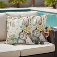 thumbnail image 4 of Retro Easter Bunny Outdoor Waterproof Pillow Covers, Spring Easter Eggs Floral Botanical Decorative Square Throw Pillowcase Sofa Cushion Sham for Patio/Couch/Chair, 26"x26" 2 Pack, 4 of 8