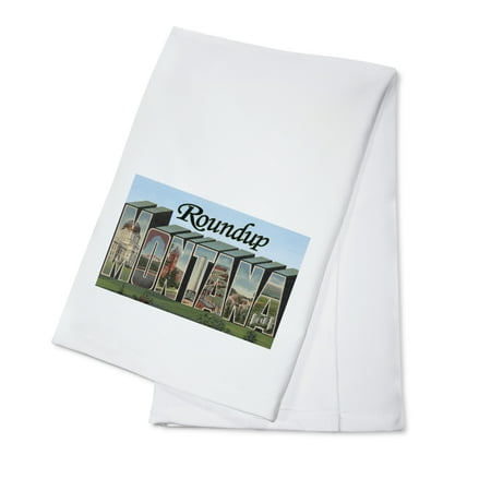 - Roundup, Montana - Large Letter Scenes (100% Cotton Kitchen Towel)