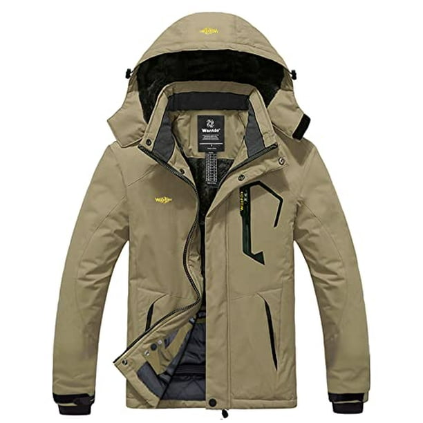 Wantdo Men s Waterproof Mountain Jacket Fleece Windproof Ski Jacket US XL Khaki XL Walmart