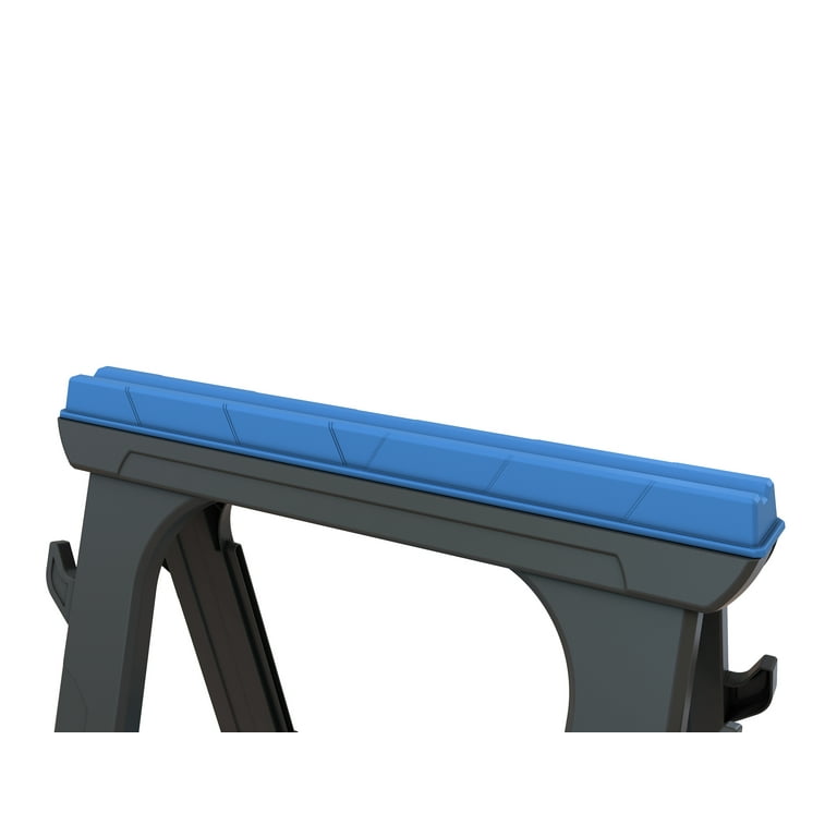 HART Folding Resin Saw Horse Set of 2 Black with Blue Accents