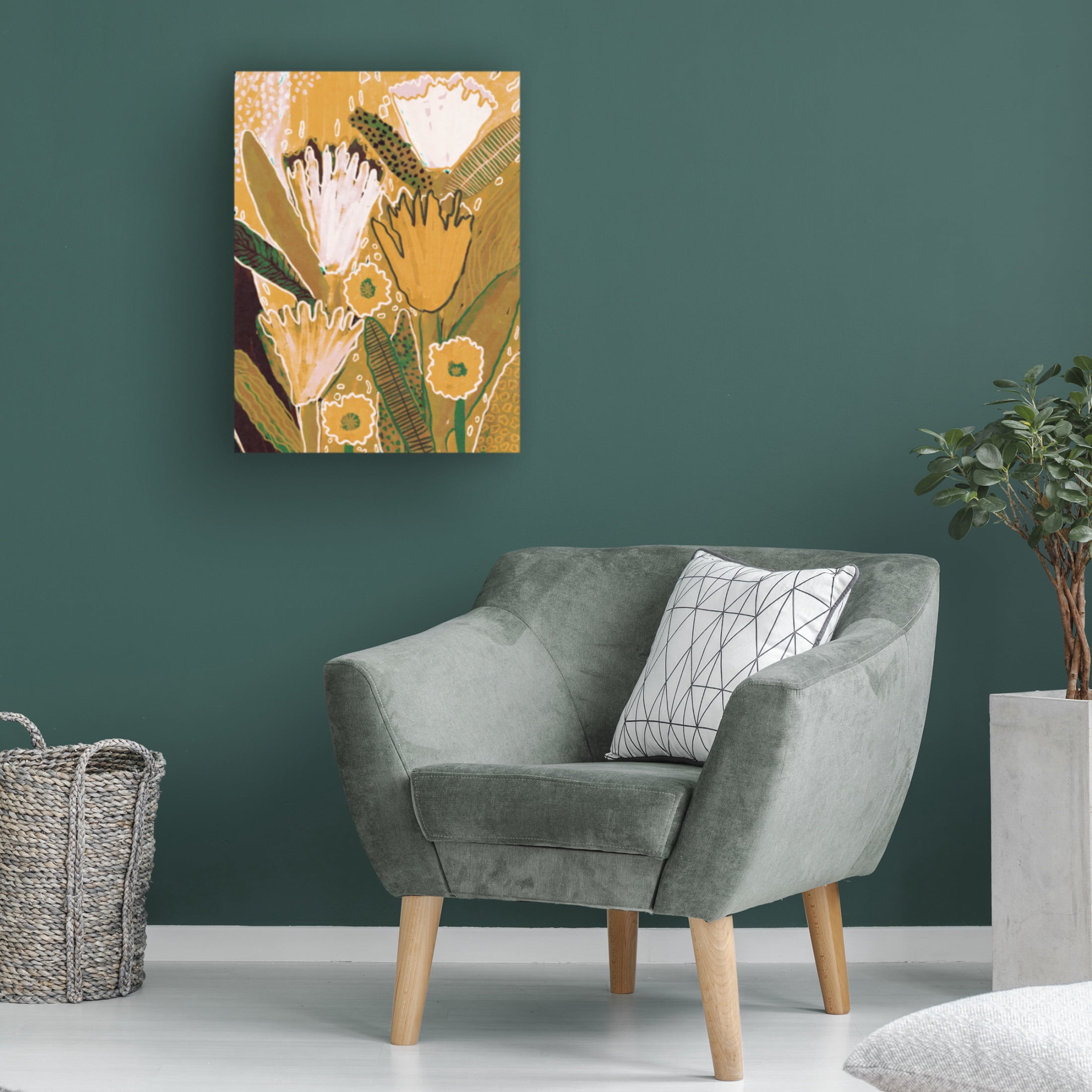 Trademark Fine Art Alisa Galitsyna  Magic Wildflowers / Yellow a Green Canvas Wall Art