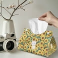 thumbnail image 2 of ZUXONGSY Sunflower Cat Tissue Box Covers PU Leather Ttissue Box Cover Rectangle with Buckle Facial Paper Organizer Dispenser Dustproof Tissues Cube Box Cover Attractive Decor, 2 of 7