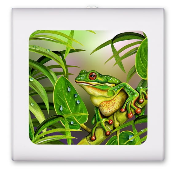 Plug in Dimmable LED Night Light with Dusk to Dawn Auto Sensor, Adjustable Brightness, Warm Light, Auto On/Off Nightlight for Bathroom, Hallway, Nursery, Bedrooms - White Lip Frog