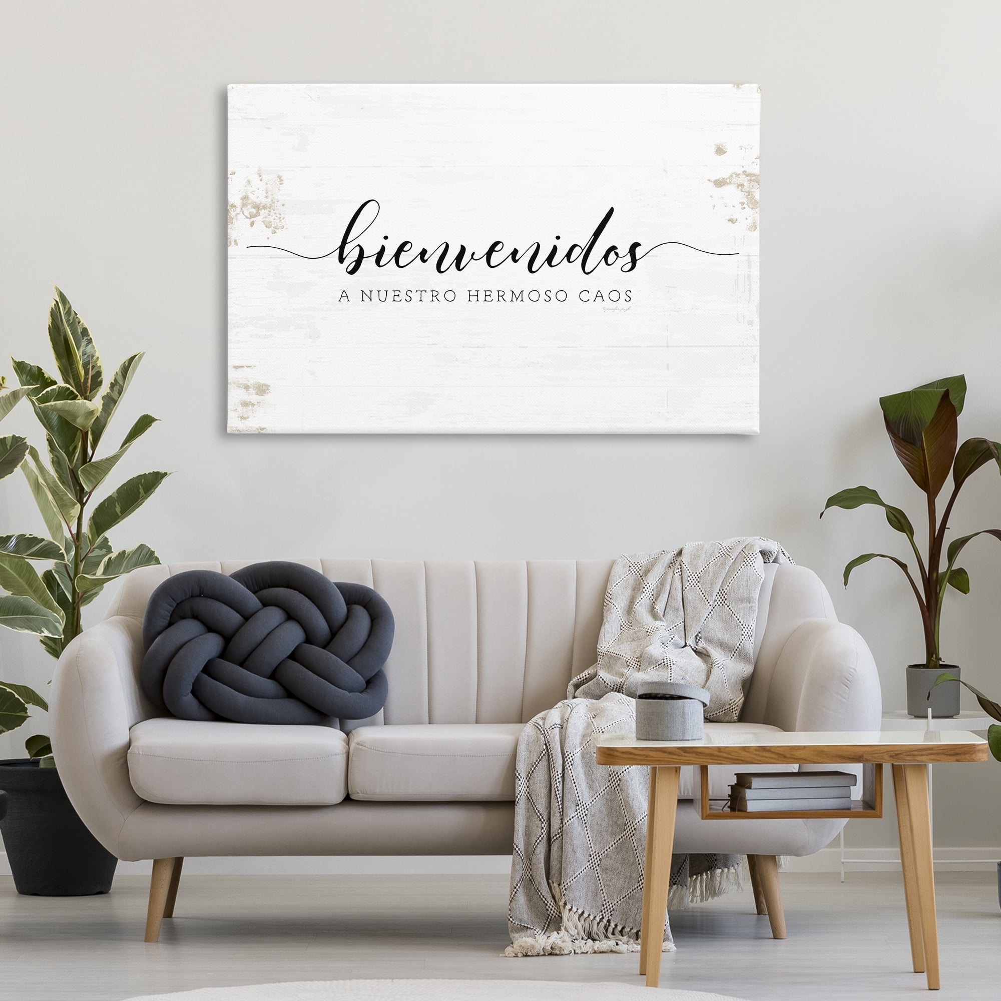 Stupell Industries Bienvenidos a Nuestro Hermoso Caos Inspirational Quotes & Sayings Painting Wrapped Canvas Art Print Wall Art, 45 x 30