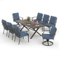 thumbnail image 4 of ALAULM 9-Piece Outdoor Patio Dining Set with Rectangle Metal Table and 6 Dining Chairs and 2 Swivel Chairs, Navy Blue, 4 of 7