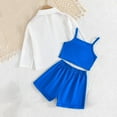 thumbnail image 3 of Generic Toddler Girls 3 Piece Outfit Cami Crop Sleeveless Tops and Pleated Skirt Shorts with Button Down Shirt for 3-9 Years, 3 of 7