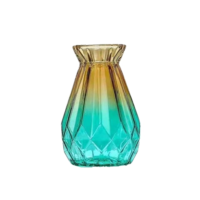 Billuyoard Florero en miniatura para casa de muñecas, decoración elegante para el hogar, pequeños floreros de cristal de origami para flores Artesanía Amarillo verde