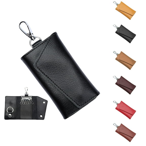Car Key Case | Leather Key Holder | RFID Blocking, Durable Cowhide, Multi-Pocket Organizer for Cards & Cash | Multicolor | 11x6.5cm