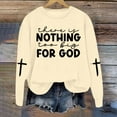 thumbnail image 4 of AWZXDE Women's Casual Solid Color Letter Print Round Neck Pullover Sweatshirt - Comfy Loose Fit Alternative for Everyday Wear Beige,XL, 4 of 5