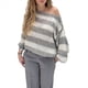 thumbnail image 3 of Suéter de Rayas de Gran Tamaño para Mujer, Sudadera de Punto con Bloques de Color, Larga, Suéter Holgado, Jersey Preppy Y2K. Gris L, 3 of 8