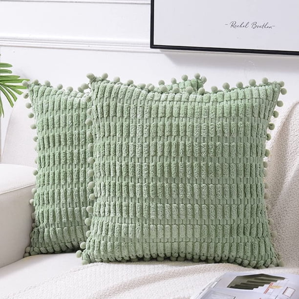 Xiao Hua Funda de almohada decorativa verde de 2 piezas, 22 x 22 pulgadas, para sofá cama, decoración de sala de estar