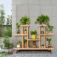 thumbnail image 2 of Topbuy 4-Tier Rolling Flower Rack Wood Plant Stand 12 Pots Bonsai Display Shelf w/ Lockable Casters, 2 of 7