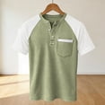thumbnail image 4 of Mens Short Sleeve Henley Shirts Casual Waffle Knit Colorblock Raglan T-Shirts, Summer Leisure Lounge Tops with Pocket Quick Dry Breathable Outdoor Fashion Tee, 4 of 7