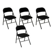Fabric Upholstered Folding Steel Frame Chair Black (4-pack)
