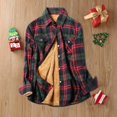 thumbnail image 2 of ZsaeSM Fleece Lined Plaid Shirts for Women Button Down Lapel Jacket with Chest Pockets Fall winter Warm Fashion Shirt Army Green L, 2 of 4