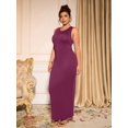 thumbnail image 5 of Hot Pink Plus Size Solid Round Neck Sleeveless Fitted Bodycon Maxi Dress, 5 of 8