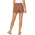 thumbnail image 3 of Cali1850 Oceanside Women's Paperbag Linen Shorts Elastic Waist Self Tie Belt Paper Bag Beach Pants with Pockets, 3 of 3