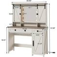 thumbnail image 3 of Aogllati Farmhouse White Vanity Table with Lights, Mirror, and Storage, 3 of 9