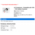 thumbnail image 2 of A/C Compressor - Compatible with 1994 - 1996 Cadillac Fleetwood 1995, 2 of 2