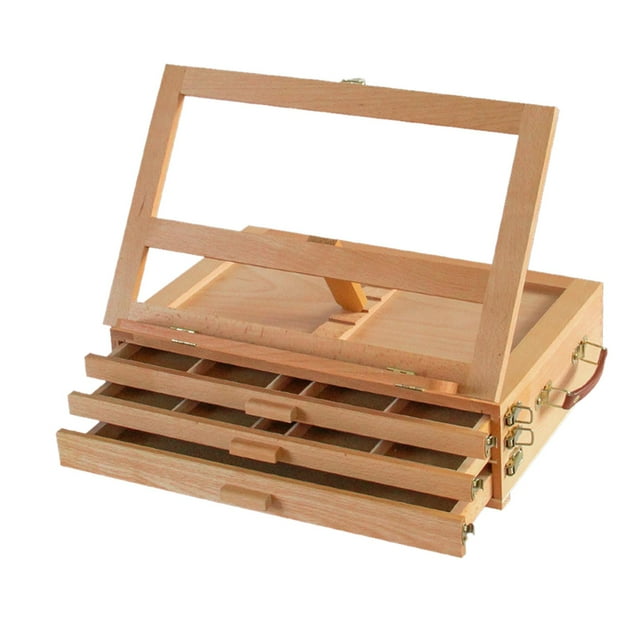 veasfak Chevalet de Bureau en Bois Chevalet de Dessus de Bureau avec Tiroir de Rangement pour Fournitures d'Art, Réglable 40x27 cm