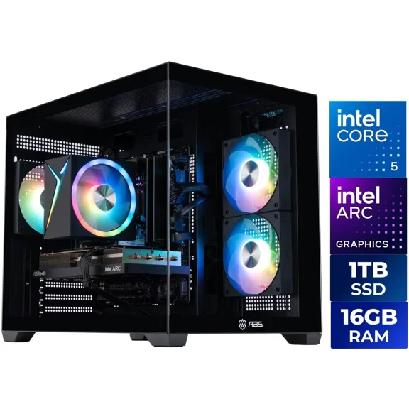 ABS Flux II Aqua Gaming PC - Windows 11 - Intel Core 5 120 - Arc A580 8GB - 16GB DDR4 3200 - 1TB M.2 SSD