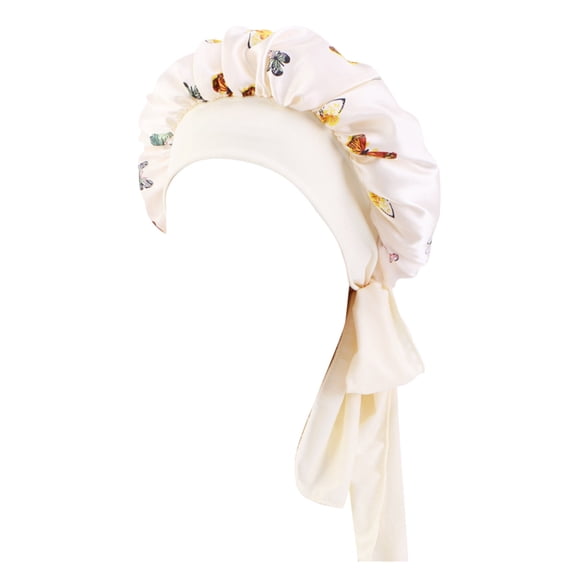 Certgust Turbans for Women Under$10 Printed Turban Sleep Cap - Satin Stretchy Round Hat with Long Tie Ribbon for Night Hair Care