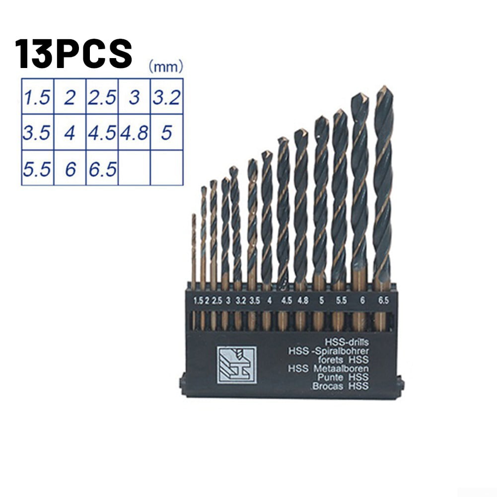 13pc Metric Titanium Drill Bit Set MULTI BITS High Speed Steel Tools Case Wood 