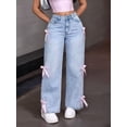 thumbnail image 4 of Baggy Jeans for 2026 Woman Tie Jeans High Waist Wide Leg Loose Pants Casual Streetwear Light Blue L, 4 of 9