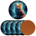 thumbnail image 2 of Animal 6PCS Round Coasters Set, Microfiber Leather Drink Coasters 11x11 cm/4.3x4.3 in - Heat Mats for Home and Kitchen Use, 2 of 6