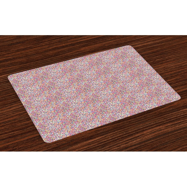 Fiesta Placemats Set of 4 Round Rainbow Colored Confetti Pattern