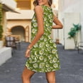 thumbnail image 4 of Dresses! Xqxayjr Summer Mini T Shirt Sundress for Womens Floral Print Vintage Flowy Swing Plus Size Holiday Vacation Dress V Neck A-Line Sleeveless Trendy Beach Party Dresses, 4 of 7