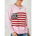 thumbnail image 3 of ZAXARRA Pull Tricoté Automne Hiver pour Femmes Manches Longues Col Rond Imprimé Drapeau Tricoté Ample, 3 of 6